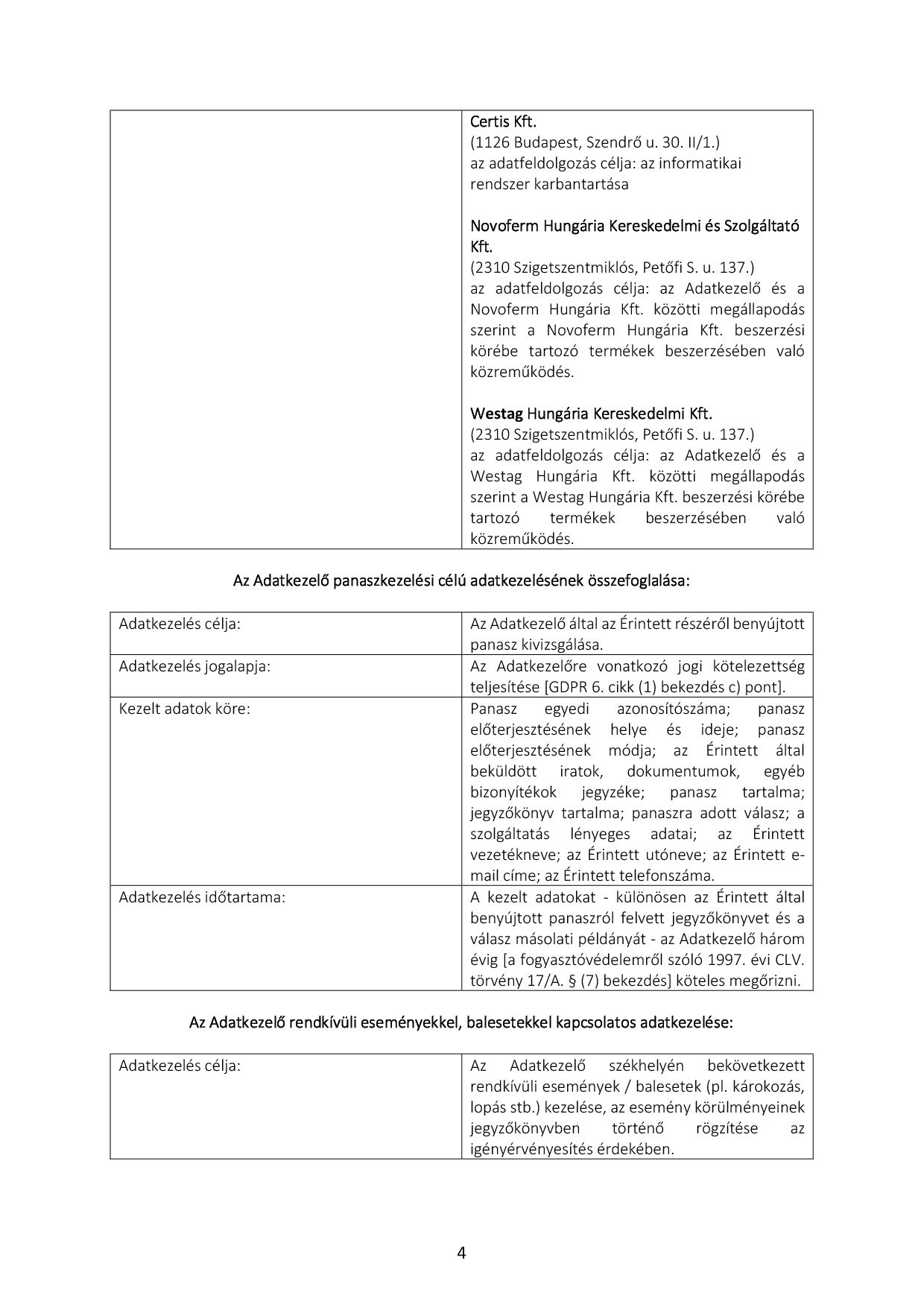 Rolla Metal Zrt. - Adatvédelmi és adatkezelési szabályzat (3. oldal)
